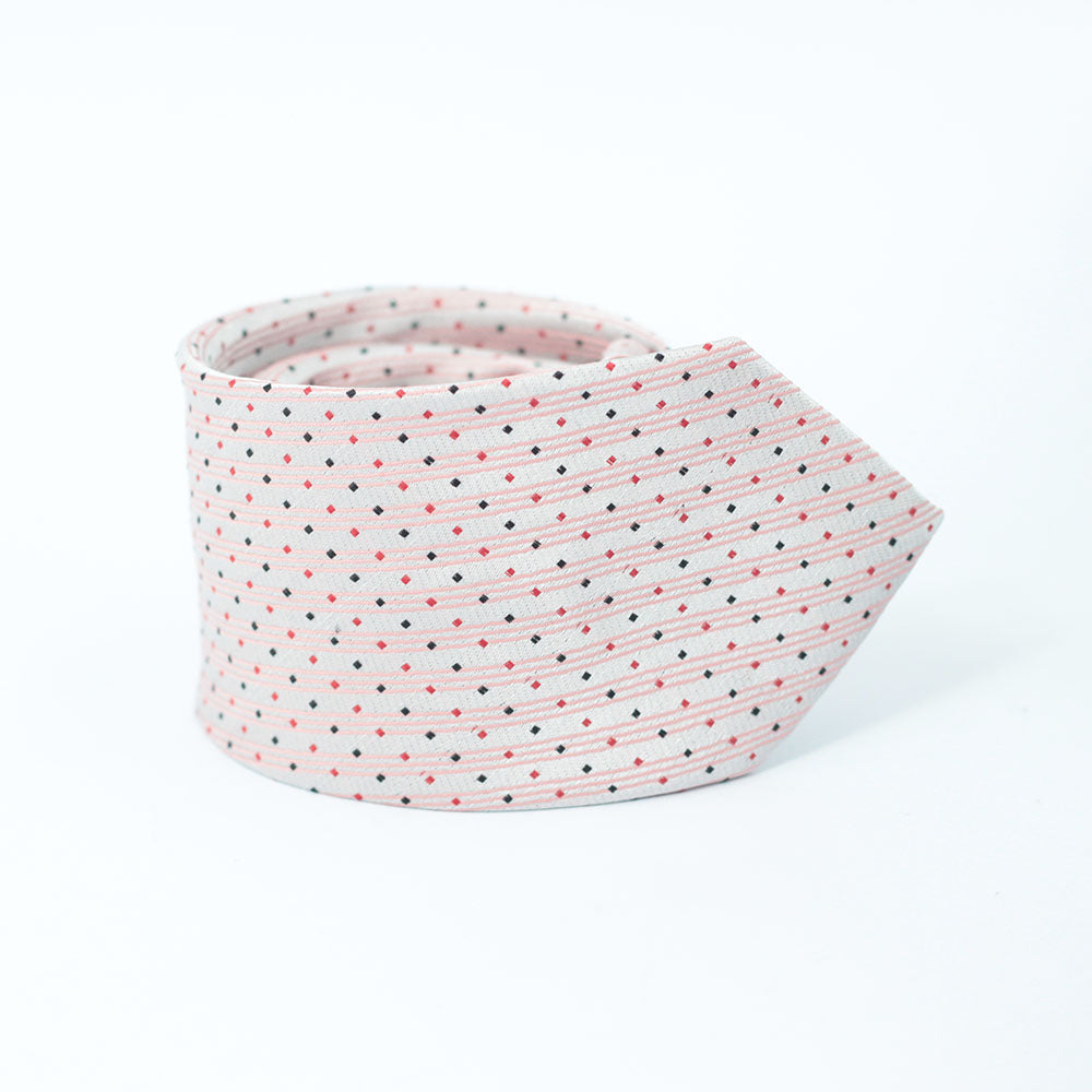 DIAMOND DOTS-PINK AND SILVER NECKTIE