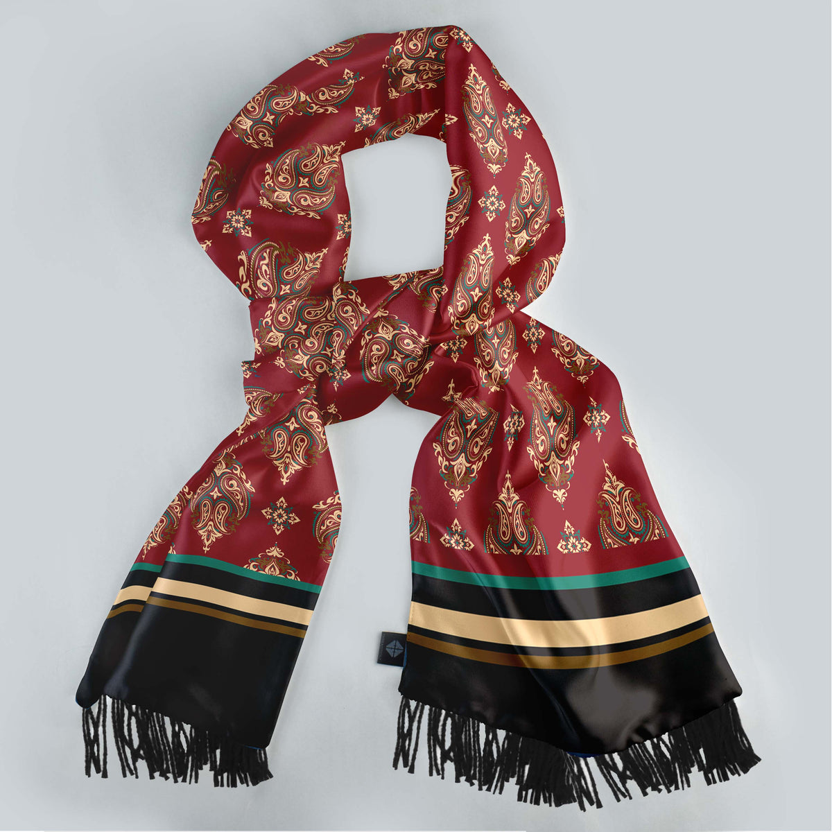 MAROON & BLACK MYSTERY SILK MEN SCARF