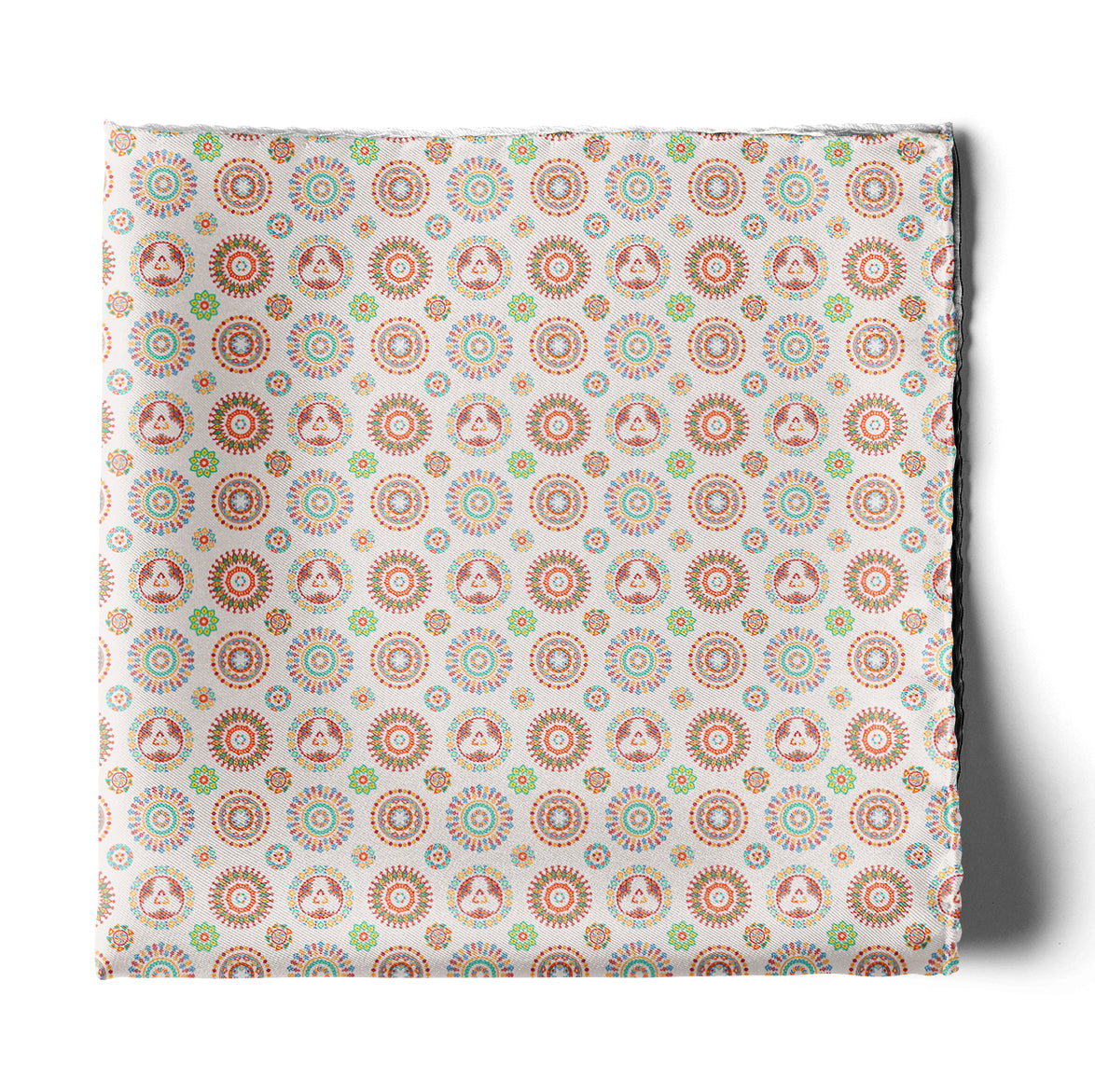 KALEIDOSCOPIC GEOMETRIC FUSION SILK POCKET SQUARE