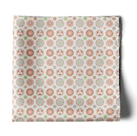 KALEIDOSCOPIC GEOMETRIC FUSION SILK POCKET SQUARE