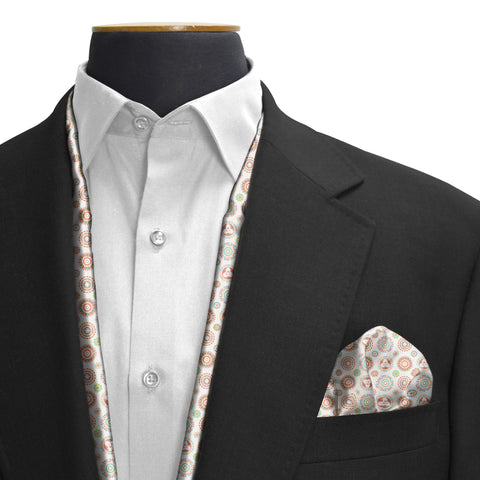 KALEIDOSCOPIC GEOMETRIC FUSION SILK SCARF & POCKET SQUARE SET