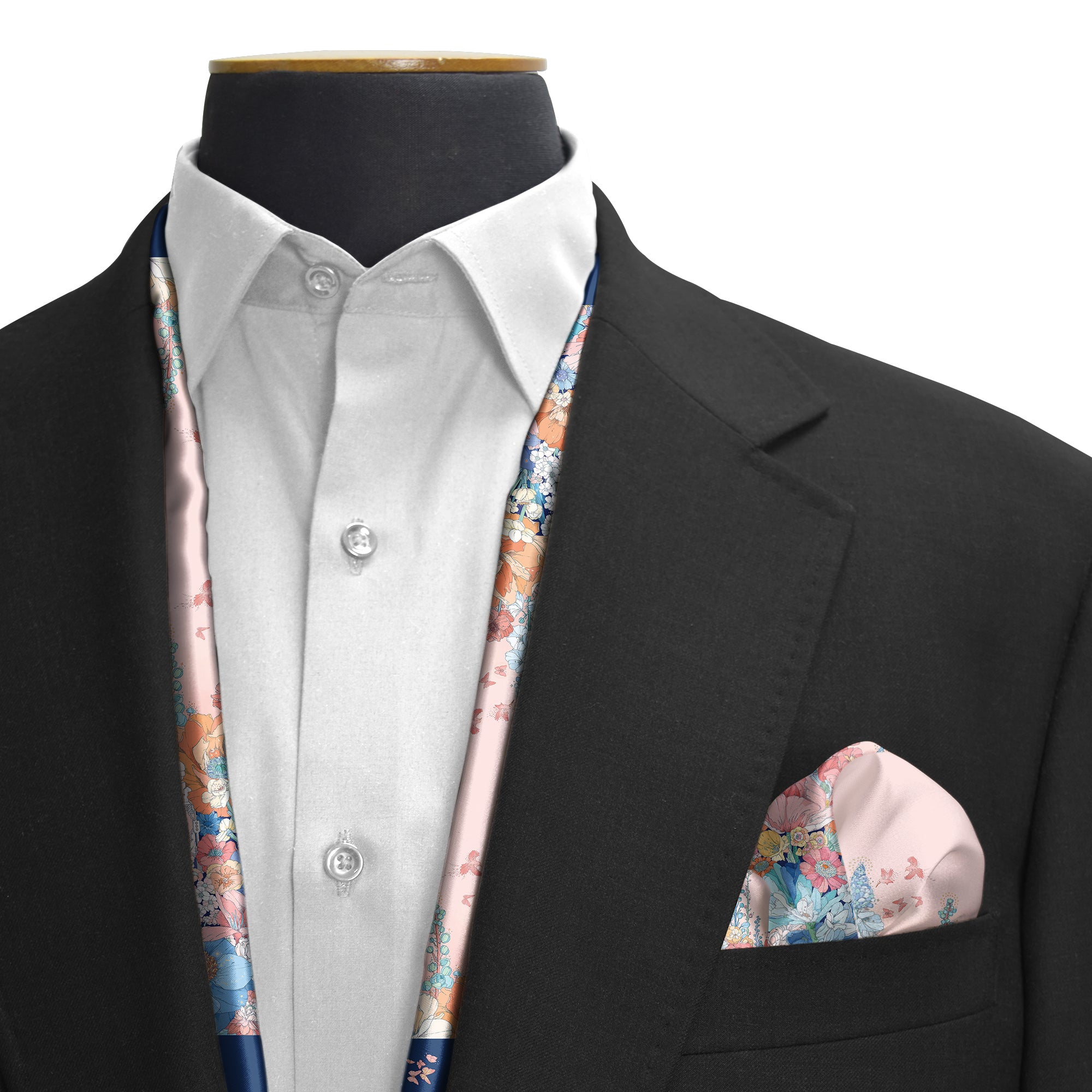 Fleur de Prestige – Dual-Sided Scarf & Pocket Squares Set