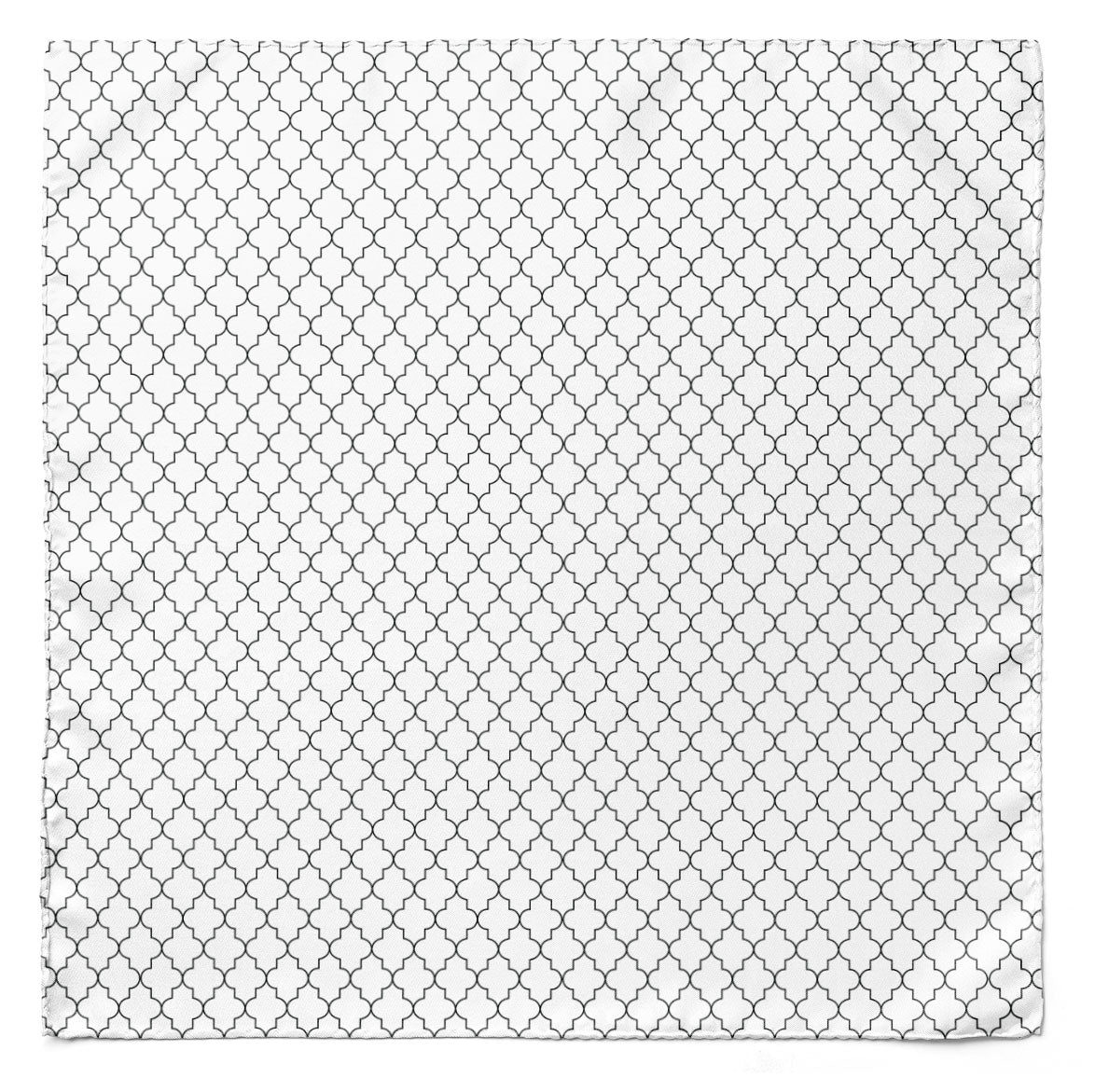 WHITE BLACK TARTAN SILK POCKET SQUARE
