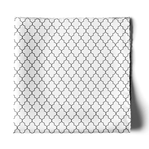 WHITE BLACK TARTAN SILK POCKET SQUARE