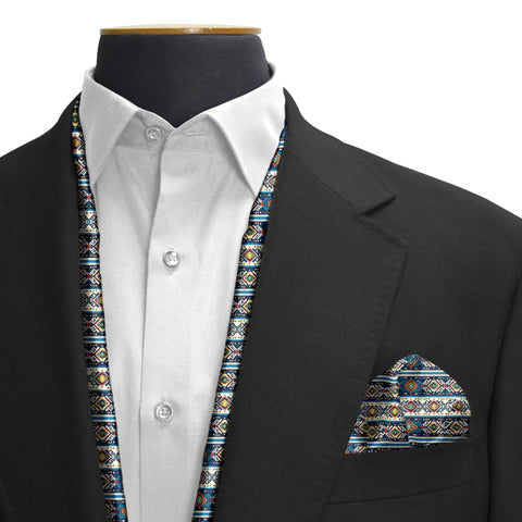 DIAMOND MAZE SILK SCARF & POCKET SQUARE SET