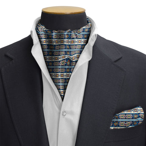 DIAMOND MAZE SILK CRAVAT & POCKET SQUARE SET