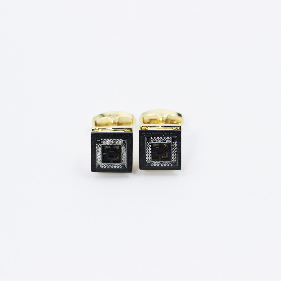 QR CODE BLACK & GOLD CUFFLINKS