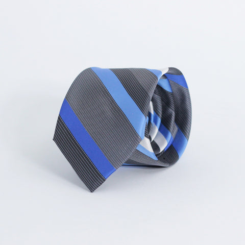 THE BLUE & CHARCOAL STRIPED TIE