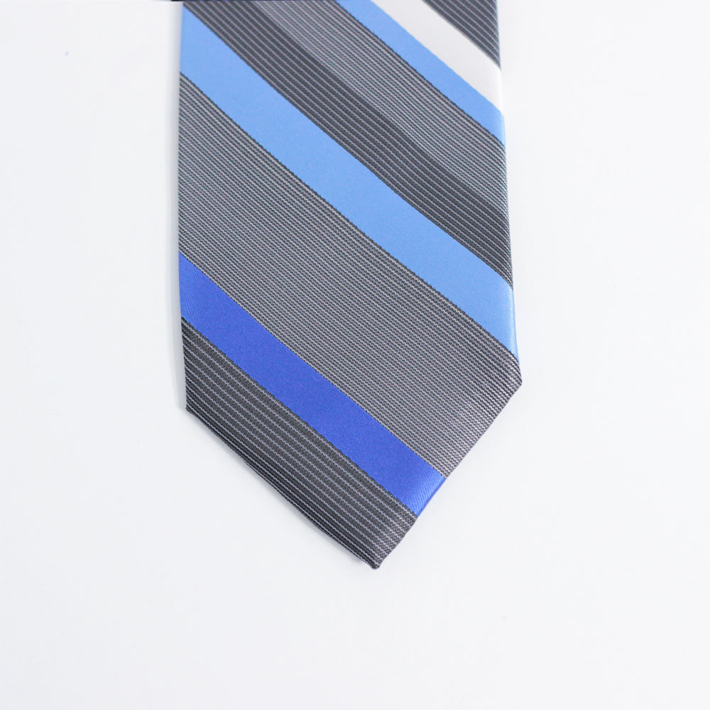 THE BLUE & CHARCOAL STRIPED TIE