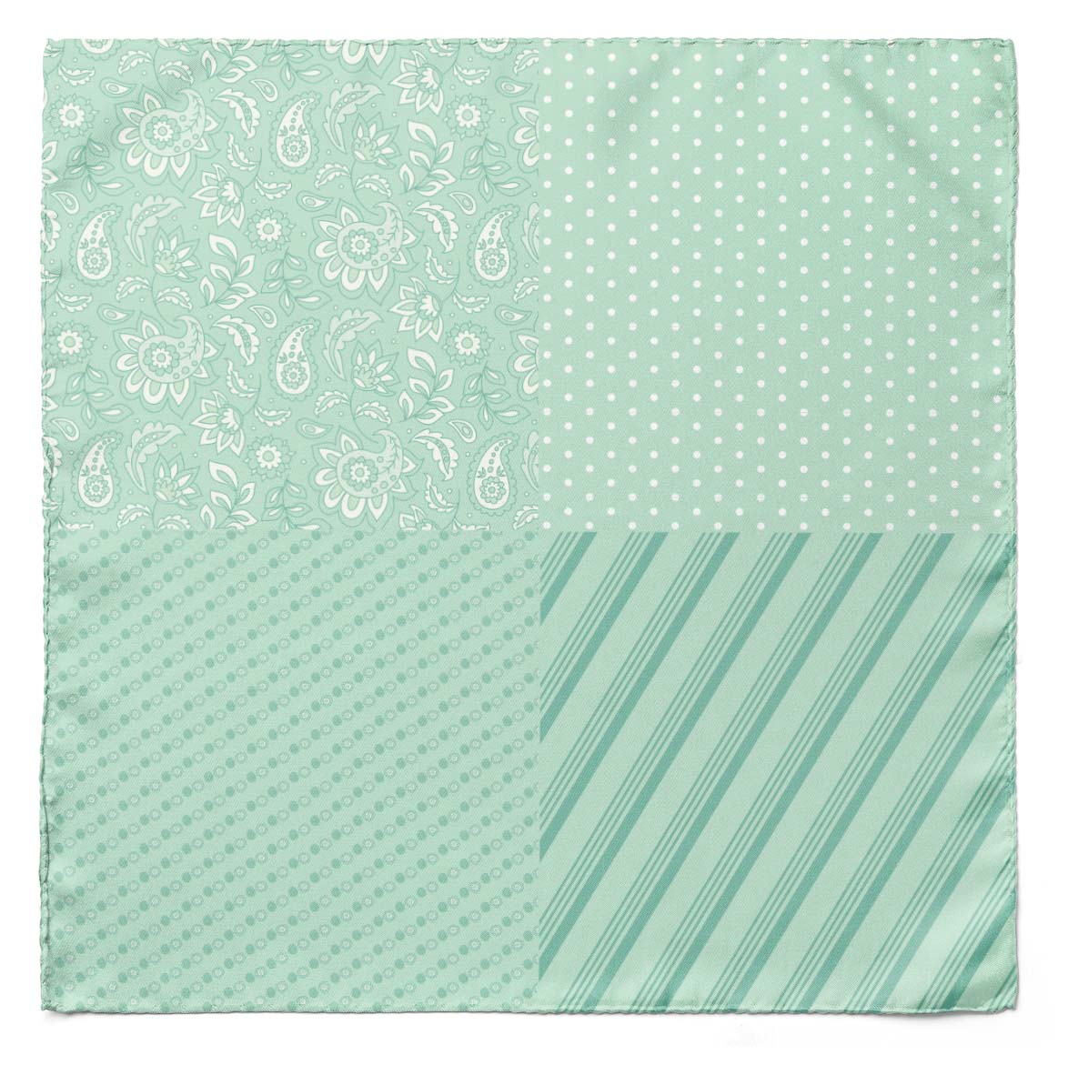 FOUR IN ONE PASTEL GREEN SILK POCKET SQUARE