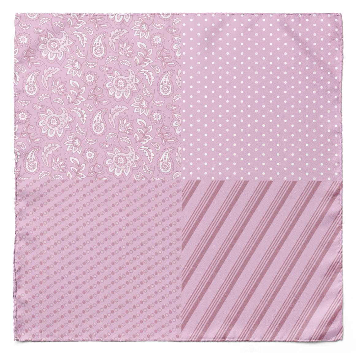 FOUR IN ONE PASTEL PINK SILK POCKET SQUARE