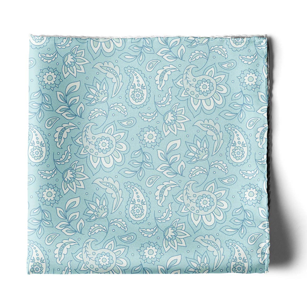 FOUR IN ONE PASTEL ICE BLUE SILK POCKET SQUARE