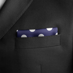 PURPLE WITH WHITE POLKA SILK POCKET SQUARE