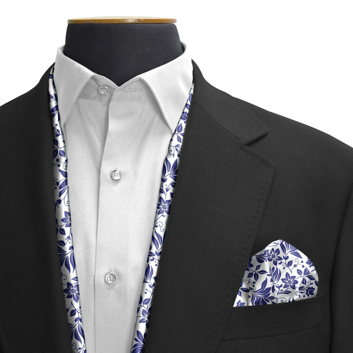 SAPPHIRE BLOSSOM SILK SCARF & POCKET SQUARE SET