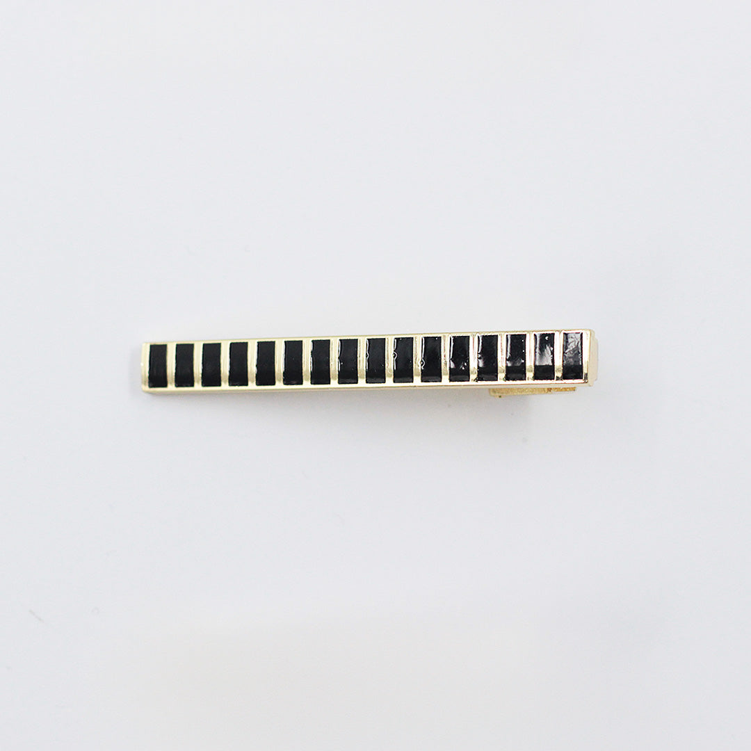 BLACK & GOLD CHECHKERED TIE CLIP