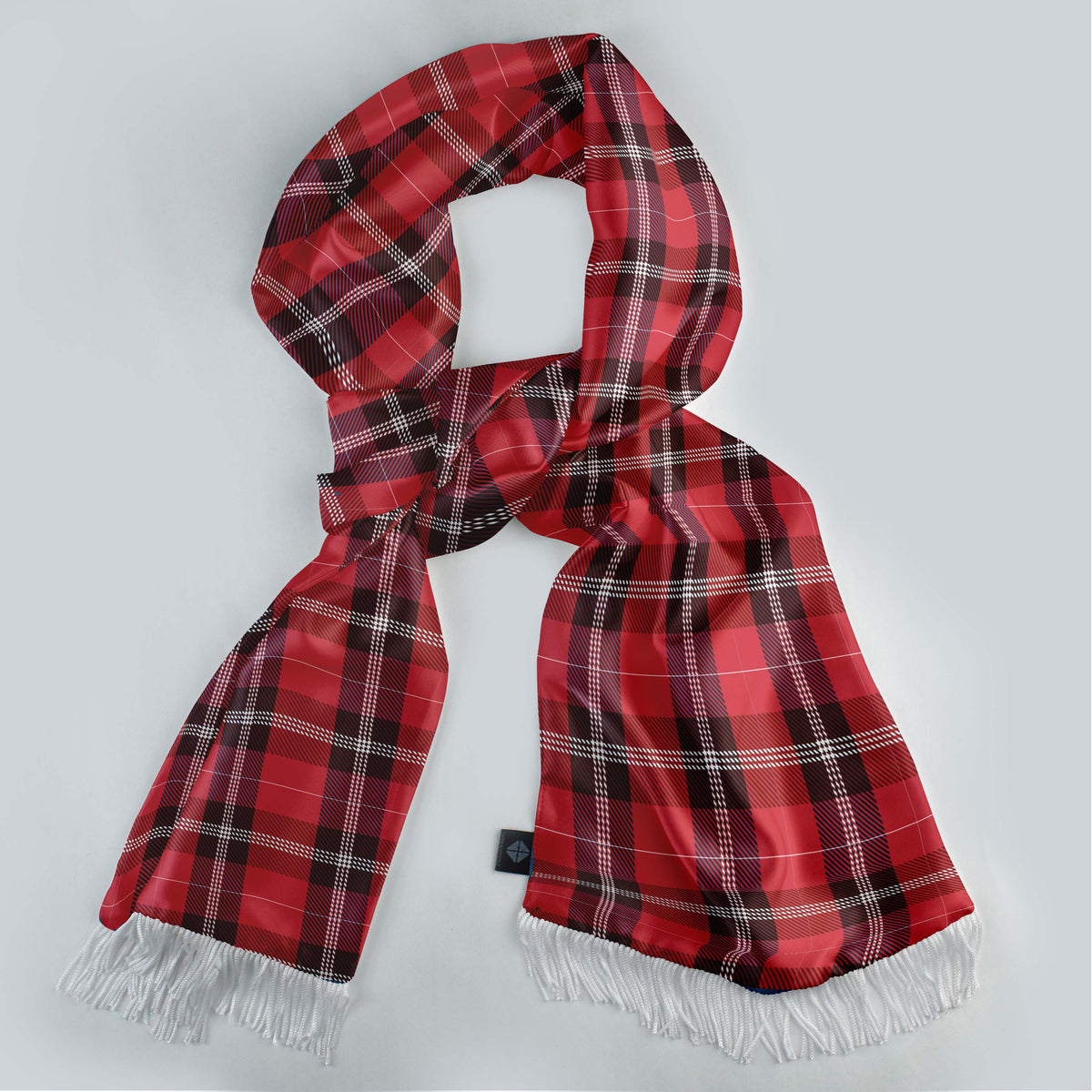 THE RED CLASSIC PLAID SILK SCARF