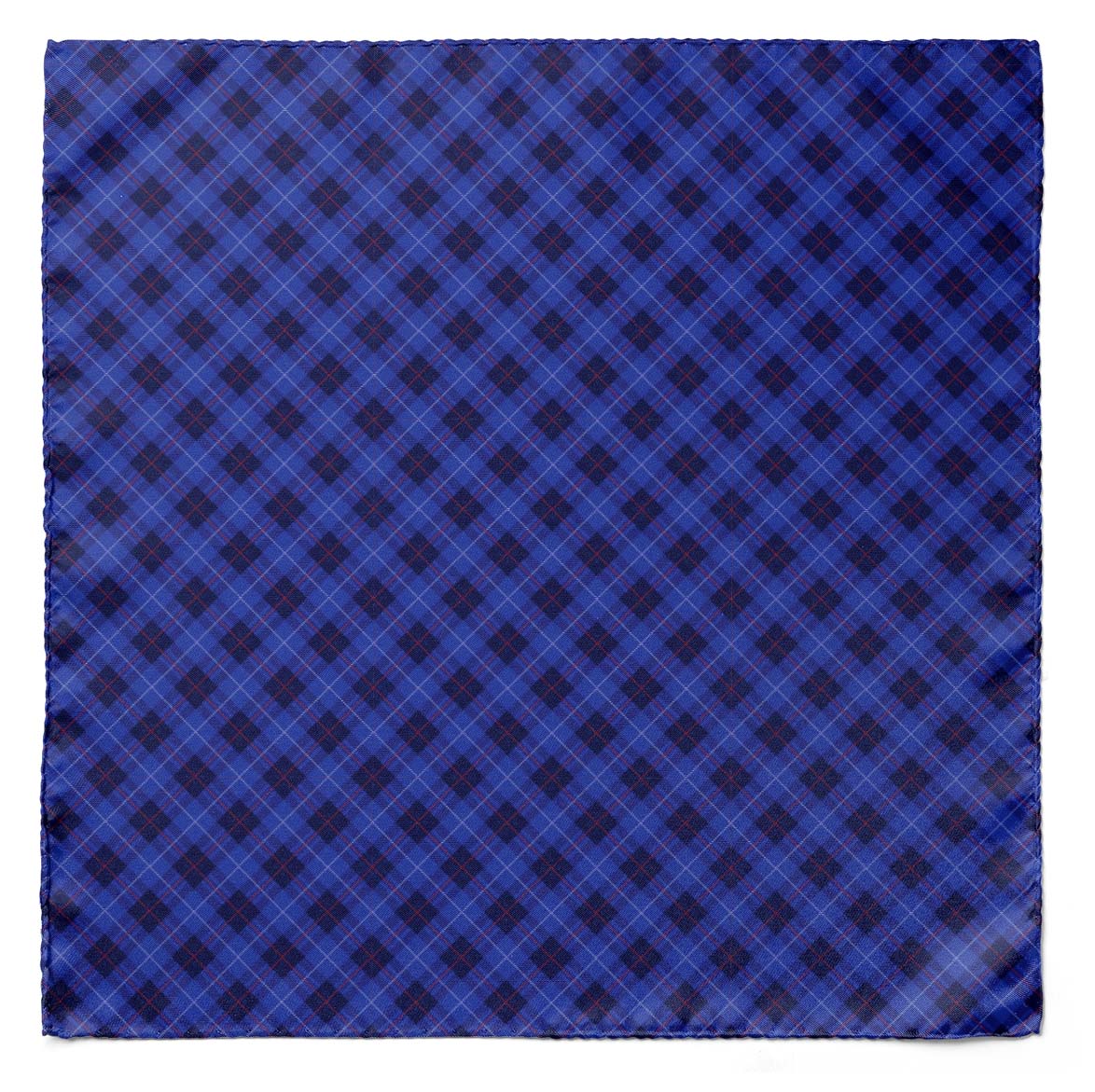 THE BLUE PLAID SILK SCARF & POCKET SQUARE SET