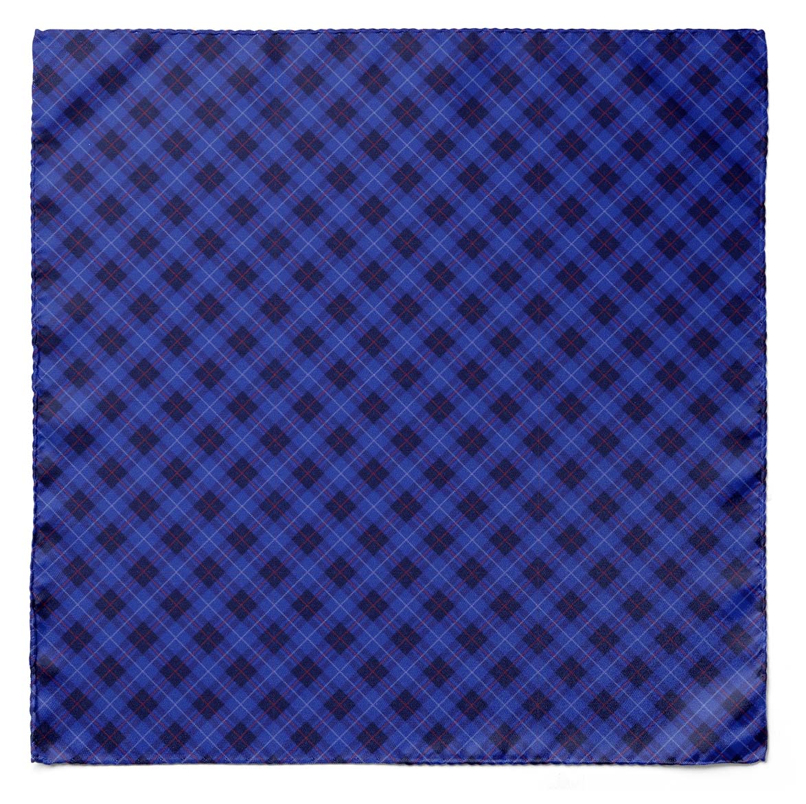 THE BLUE PLAID SILK SCARF & POCKET SQUARE SET