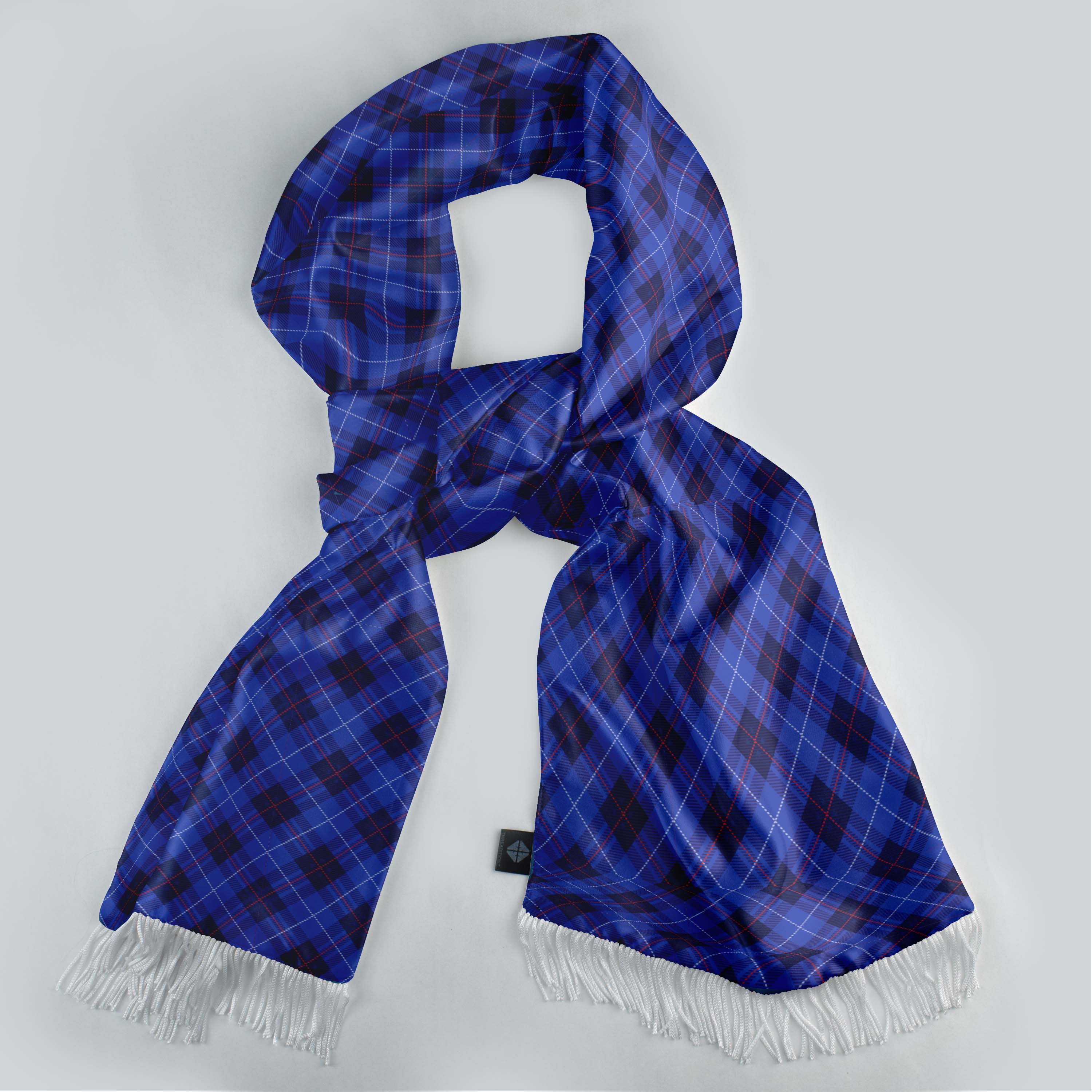 THE BLUE PLAID SILK SCARF & POCKET SQUARE SET