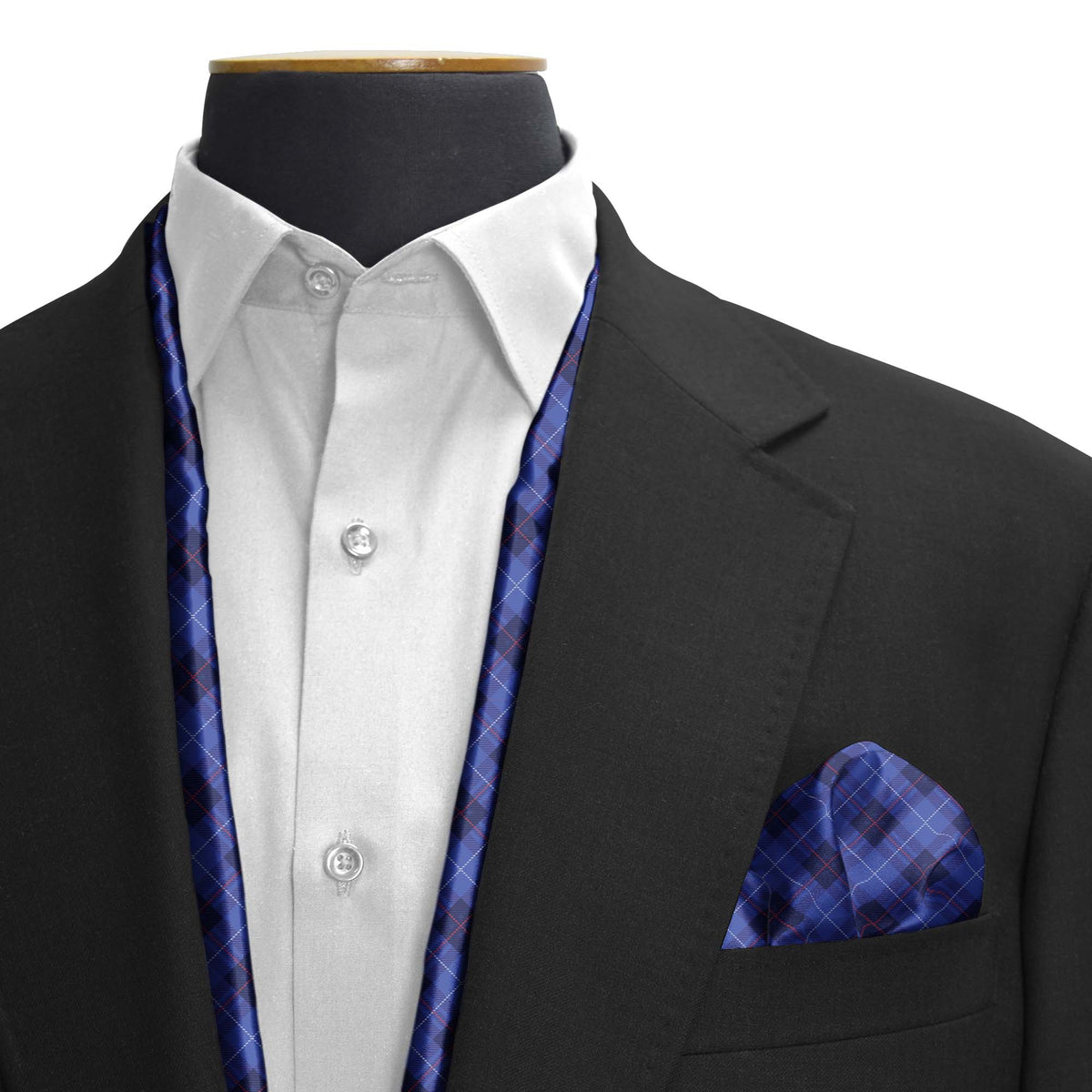 THE BLUE PLAID SILK SCARF & POCKET SQUARE SET