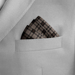 THE UMBER BROWN PLAID SILK POCKET SQUARE