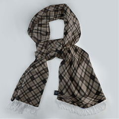 THE UMBER BROWN PLAID SILK SCARF