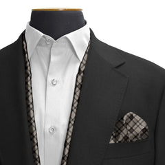 THE UMBER BROWN PLAID SILK SCARF & POCKET SQUARE SET