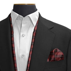 THE MAROON CLASSIC PLAID SILK SCARF & POCKET SQUARE SET