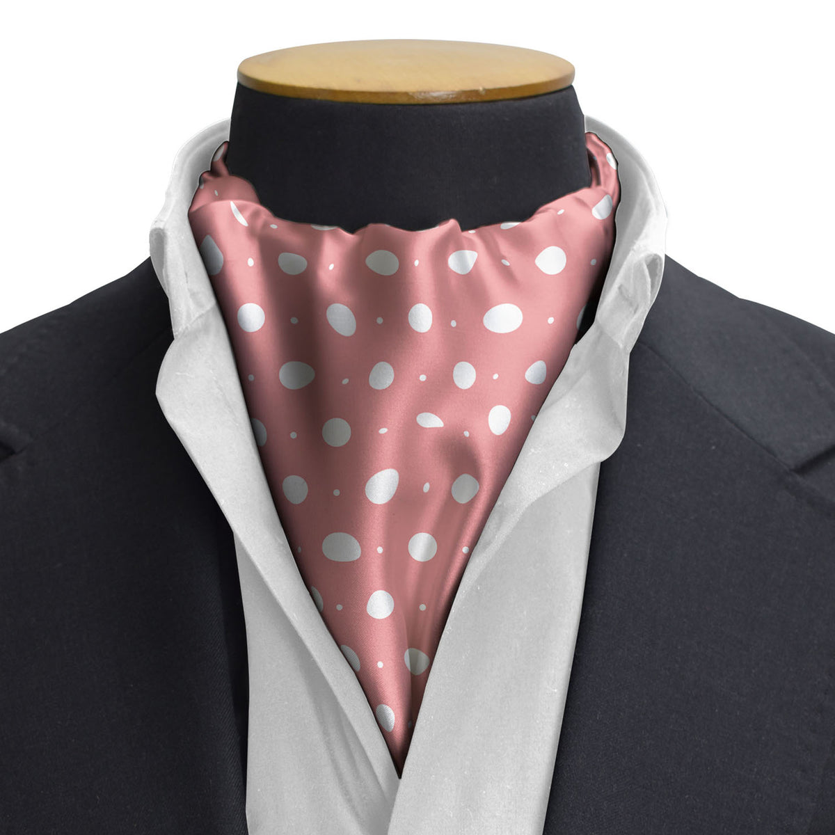 PEACH WITH WHITE POLKA SILK CRAVAT