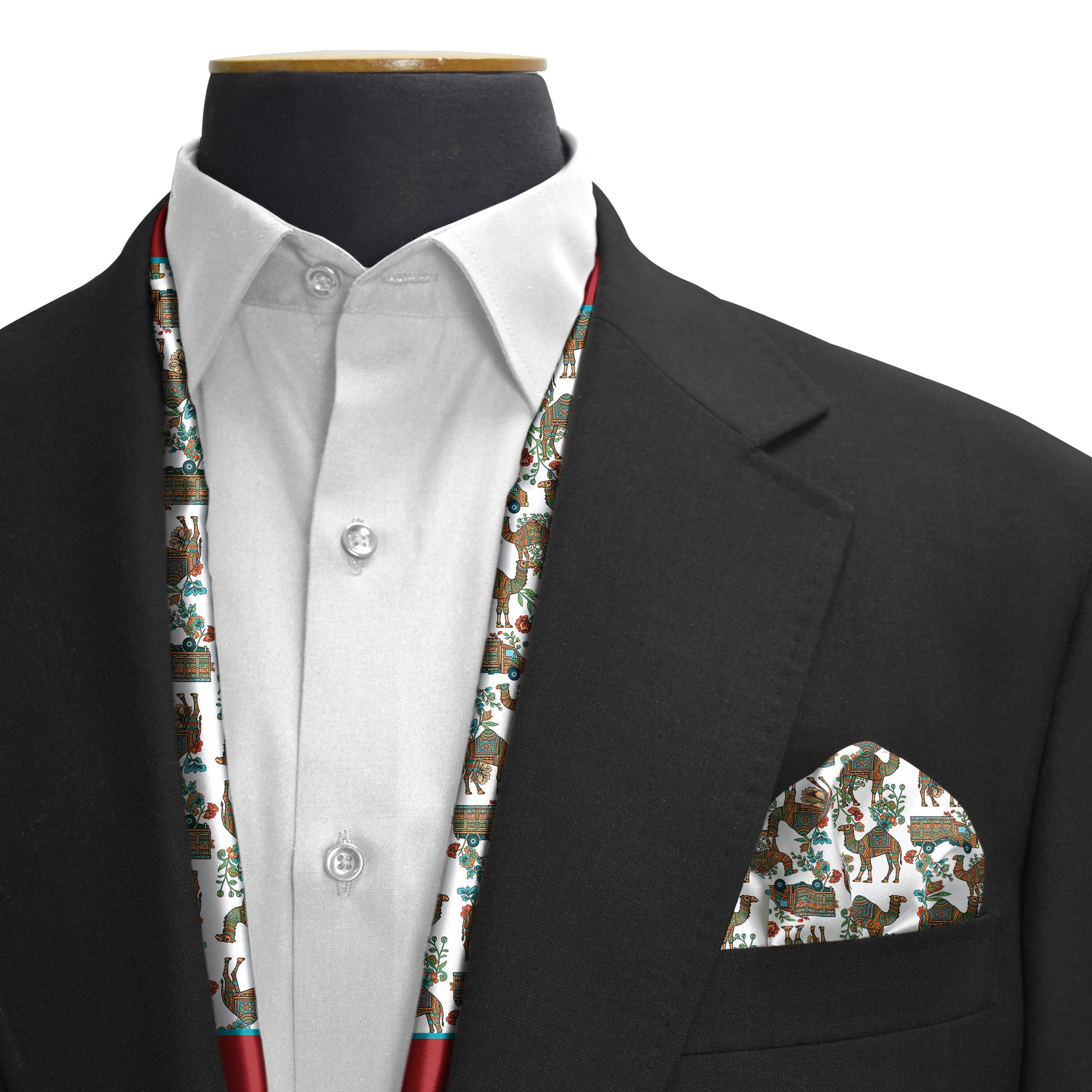 Rang-e-Caravan — Dual-Sided Scarf & Pocket Squares Set