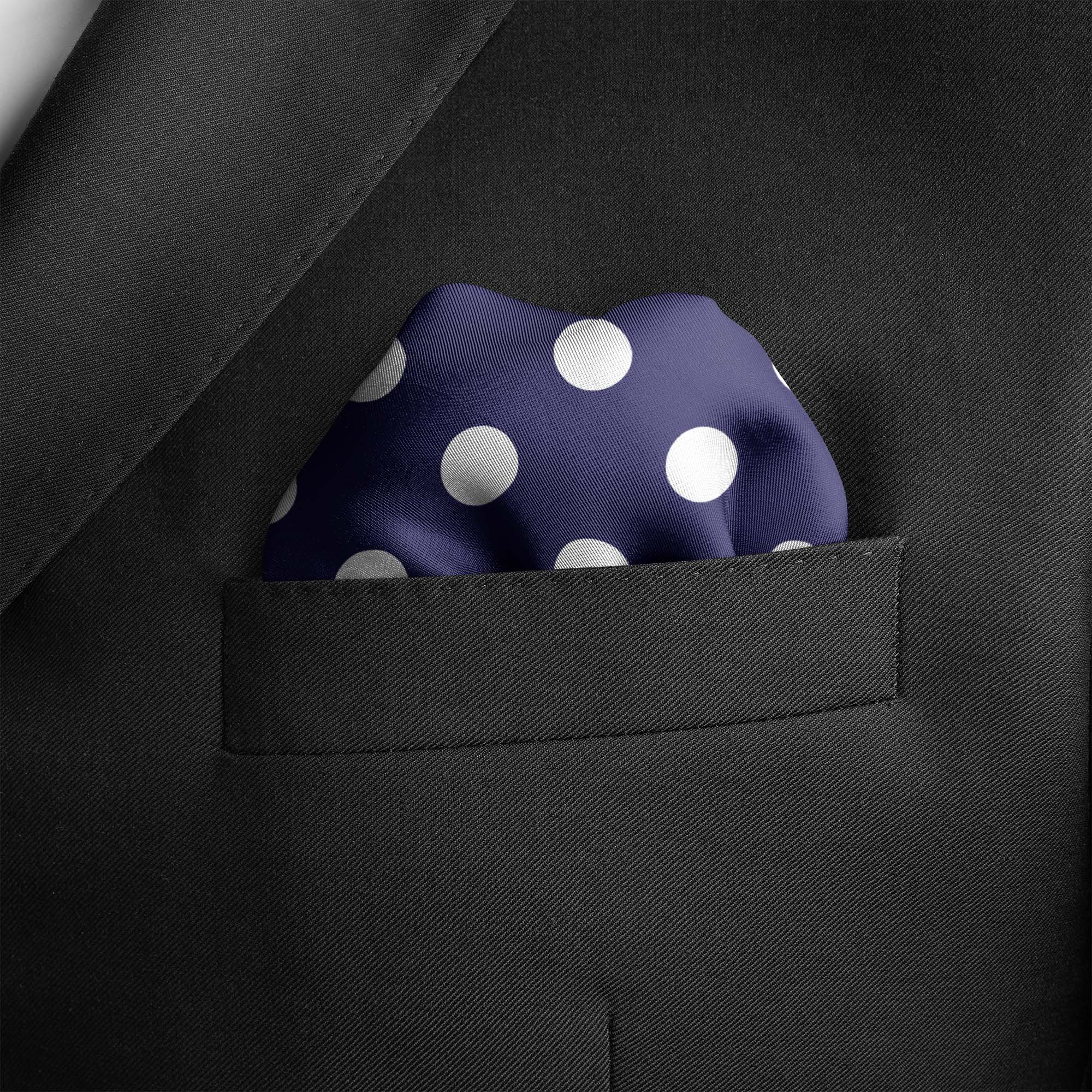 PURPLE WITH WHITE POLKA SILK POCKET SQUARE