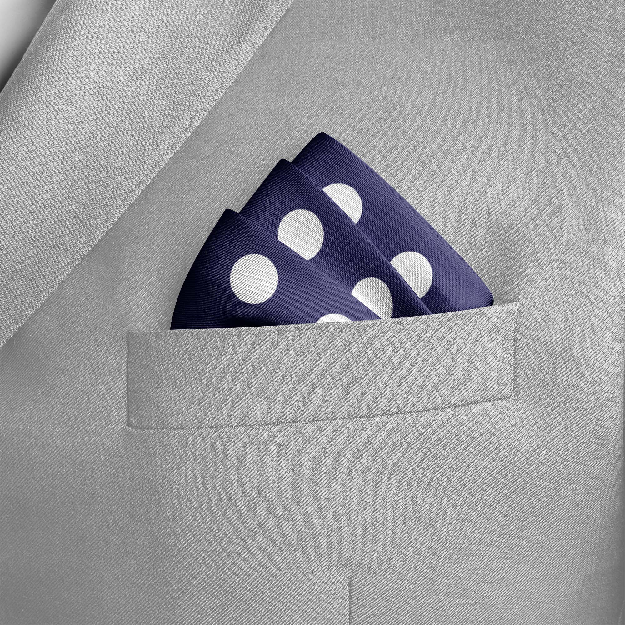 PURPLE WITH WHITE POLKA SILK POCKET SQUARE