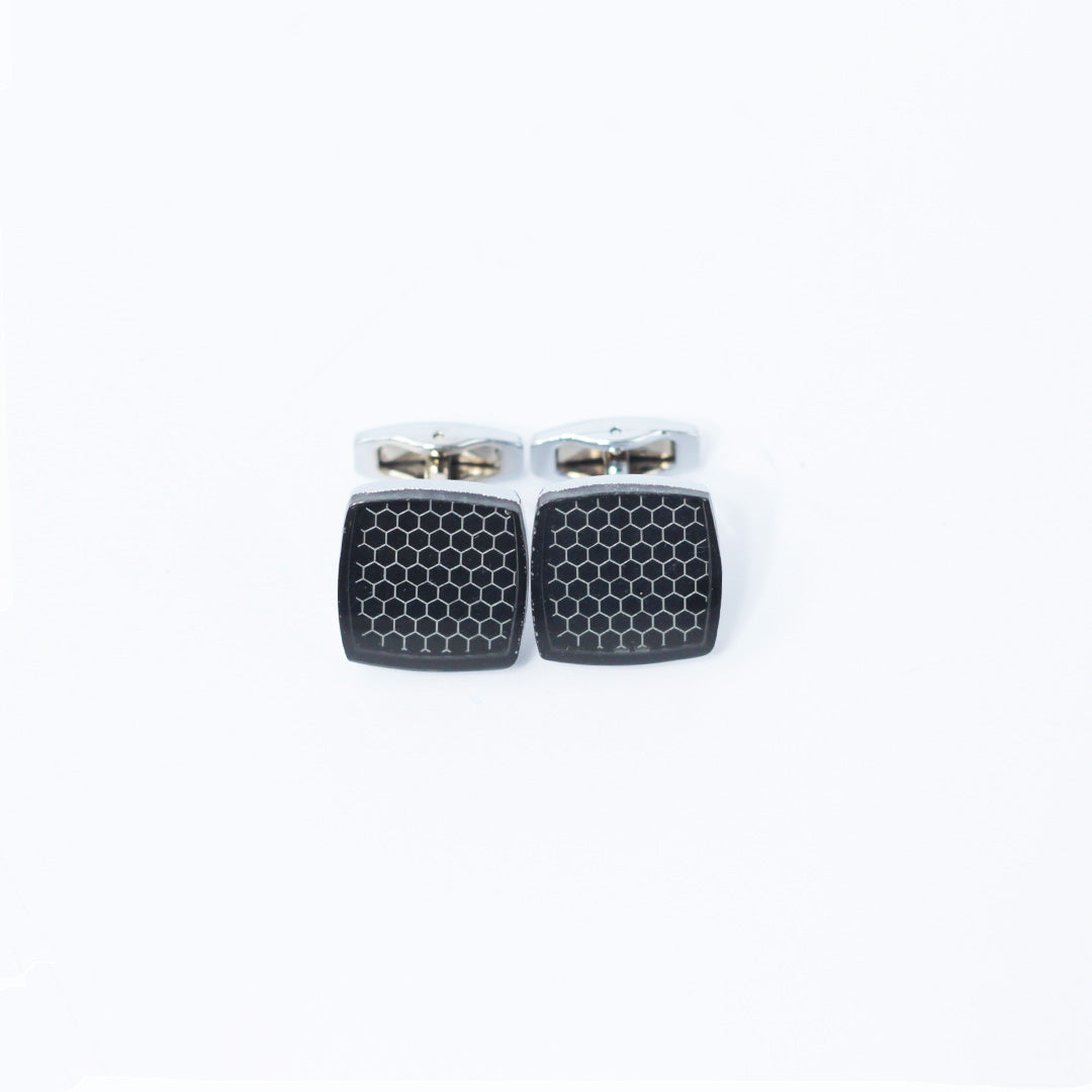 BLACK ONYX HONEYCOMB CUFFLINKS