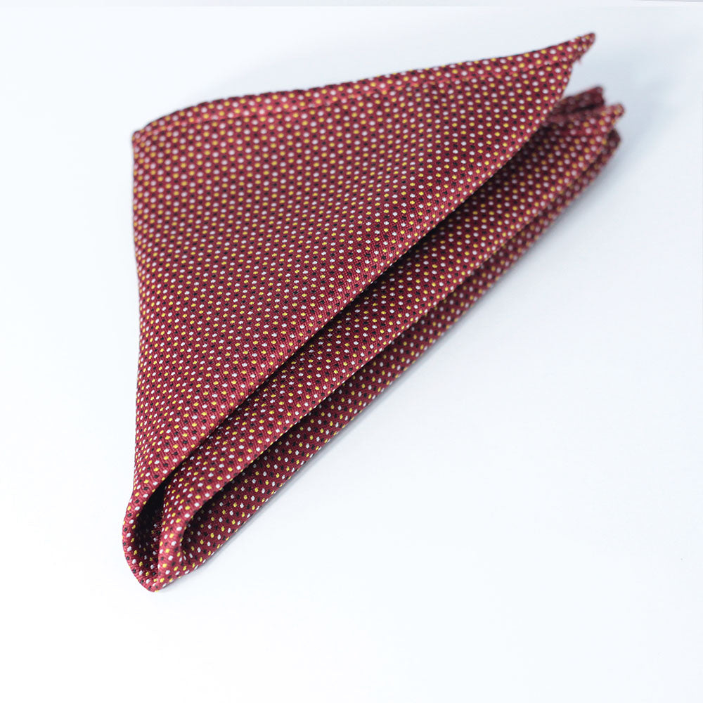 MAROON QUADRUPLE POLKA POCKET SQUARE & TIE SET-03