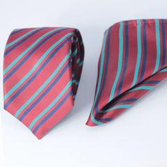 ELEGANT REGIMENTAL STRIPED POCKET SQUARE & TIE SET