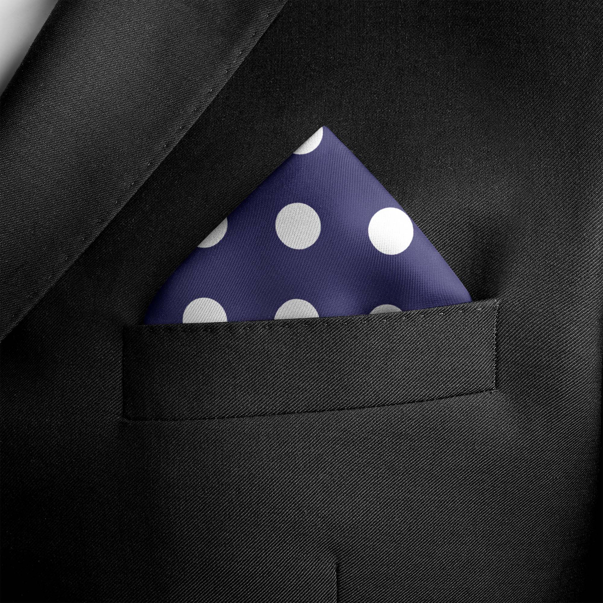 PURPLE WITH WHITE POLKA SILK POCKET SQUARE