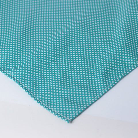 TURQUOISE WITH WHITE POLKA POCKET SQUARE & TIE SET