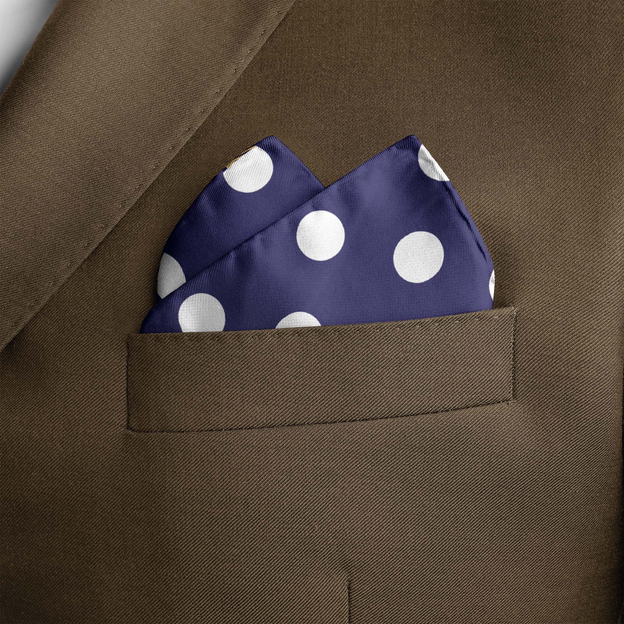 PURPLE WITH WHITE POLKA SILK POCKET SQUARE