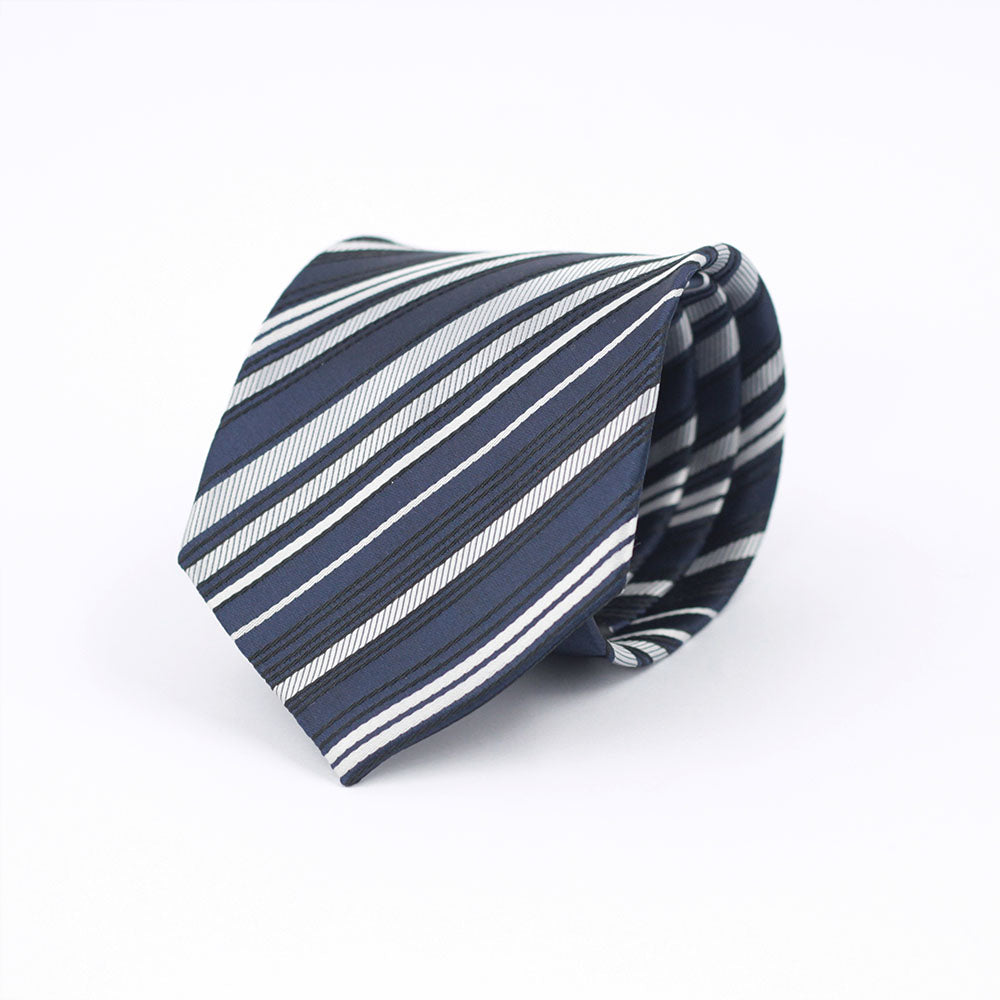 THE BLUE BAR CODE STRIPED TIE