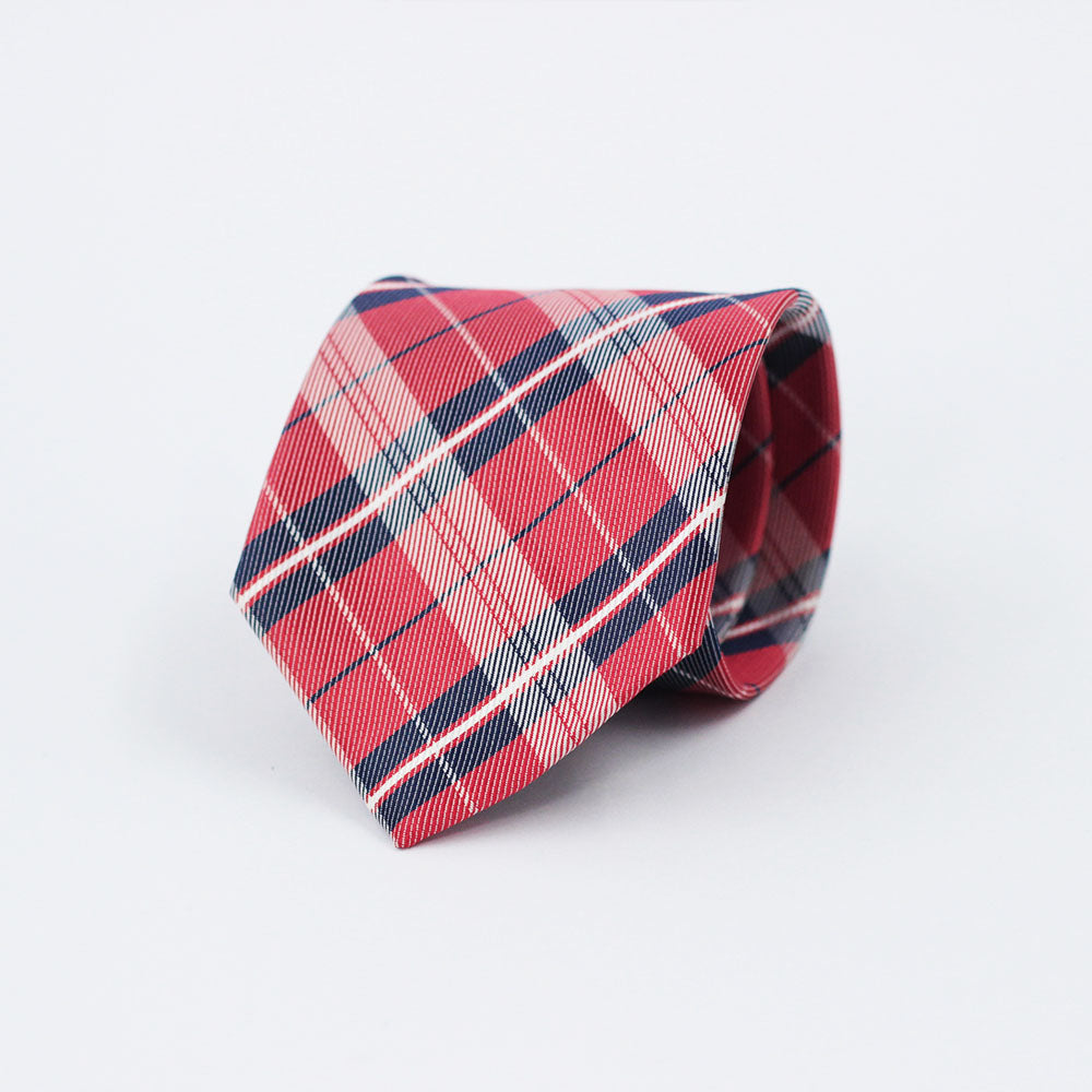 DUSTY RED CHECKERED PLAID TIE