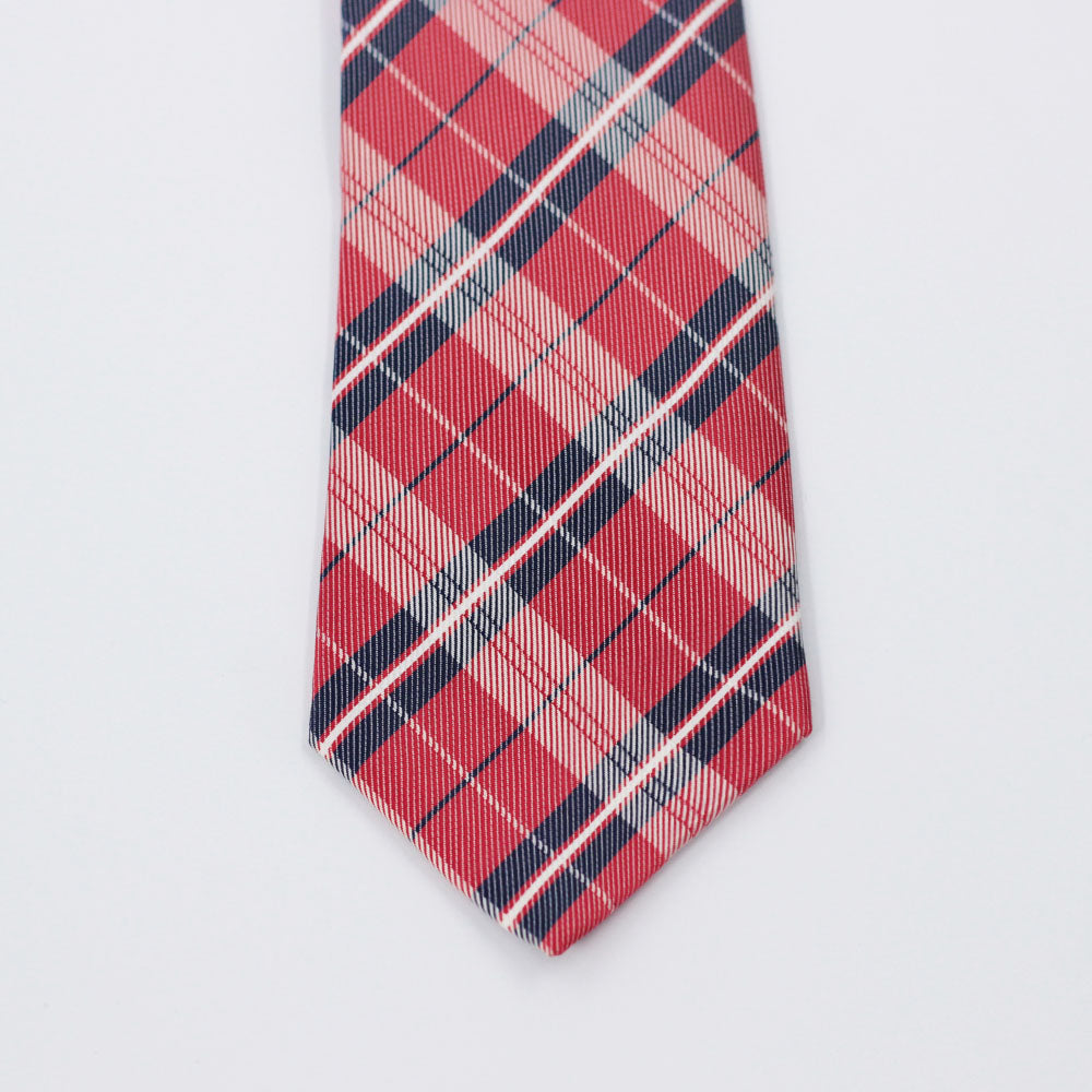 DUSTY RED CHECKERED PLAID TIE