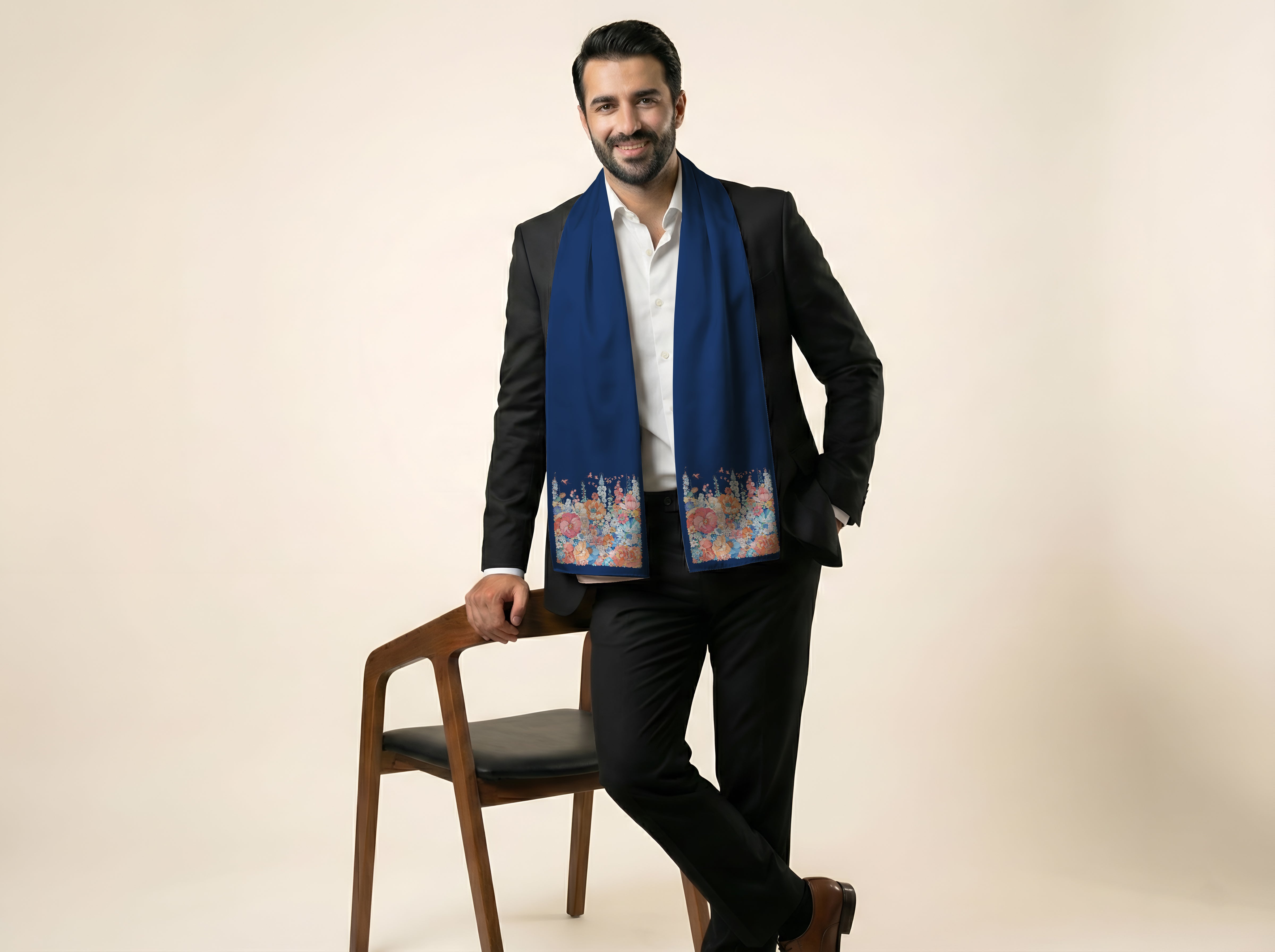Fleur de Prestige – Dual-Sided Scarf & Pocket Squares Set