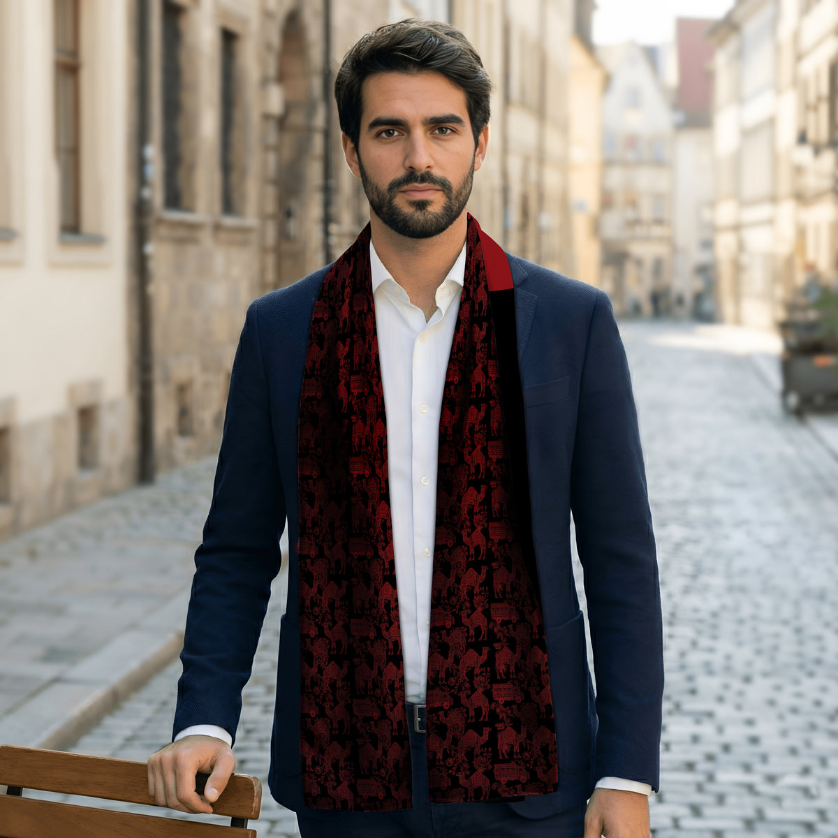 Midnight Caravan — Dual-Sided Scarf & Pocket Squares Set