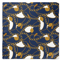 BLUE AND GOLD CHAIN SILK MEN SCARF