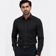 BLACK REGULAR FIT FORMAL SHIRT
