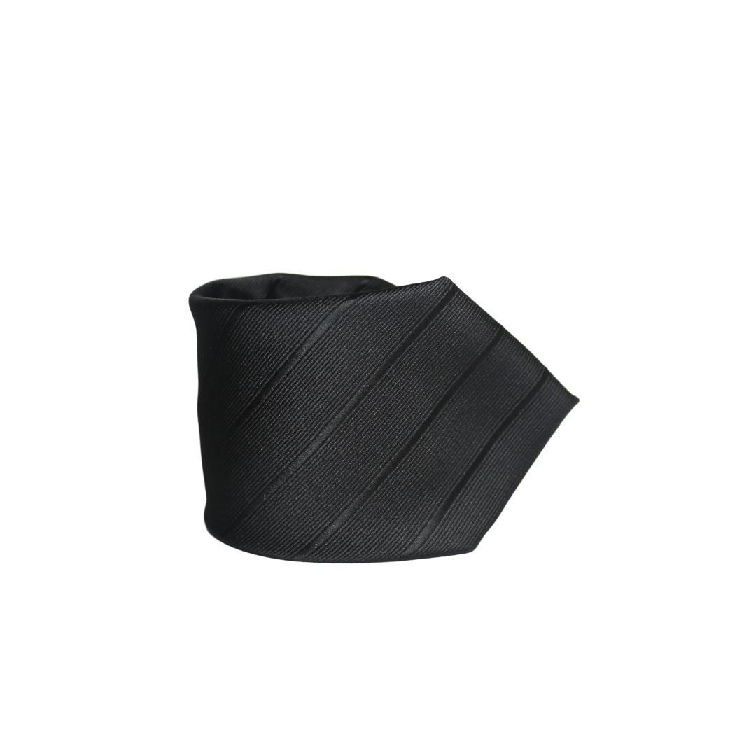 JET BLACK WIDE STRIPED TIE