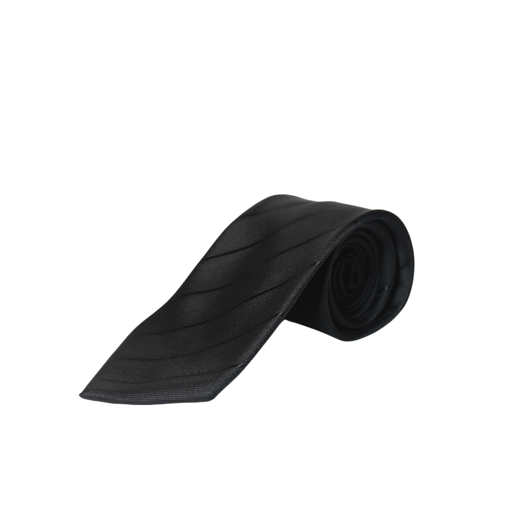 JET BLACK WIDE STRIPED TIE