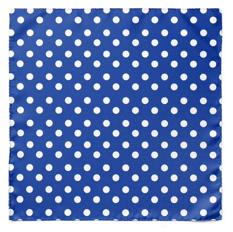 BLUE WITH WHITE  POLKA SILK SCARF & POCKET SQUARE SET