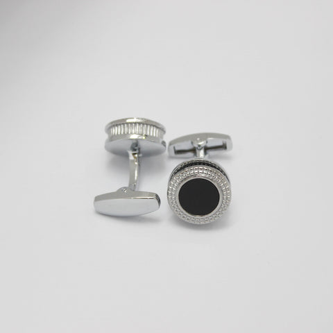 Silver Noir Carved Cufflinks