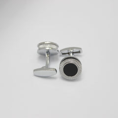 Silver Noir Carved Cufflinks